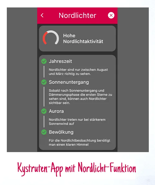 Kystruten-App mit Nordlicht-Funktion