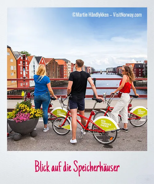 Blick auf die Speicherhäuser in Trondheim